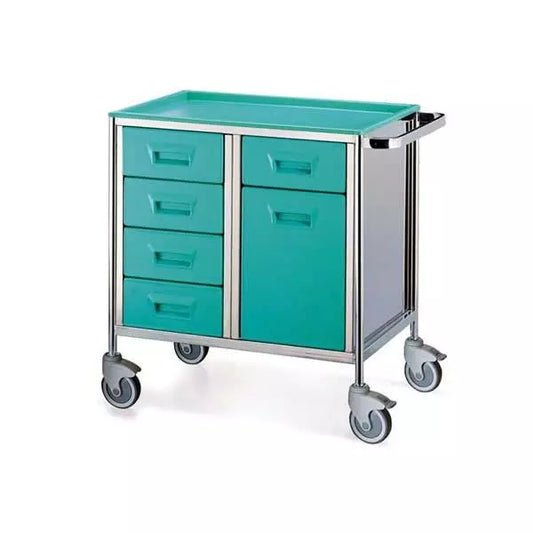 Univerzálny vozík s nerezovým rámom, 5 zásuvkami a 1 dvierkami